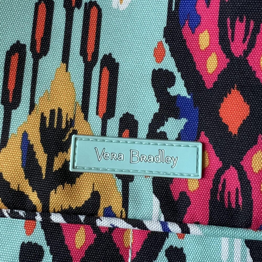 Vera Bradley Messenger Bag Womens Aqua Ikat Crossbody Shoulder Purse Geometric - Picture 3 of 16